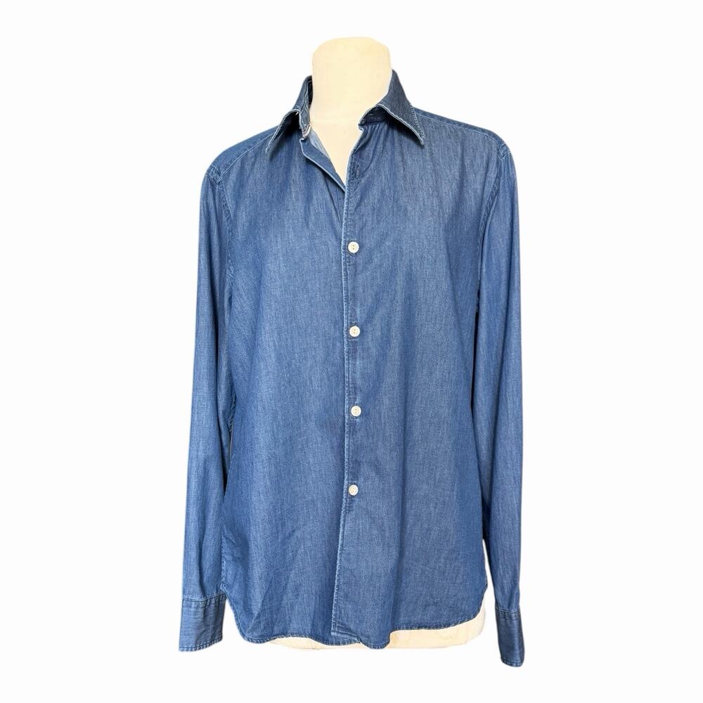 Tintoria Mattei 954 Denim Button Down Shirt Size 40 NWT Italian Cotton Chambray